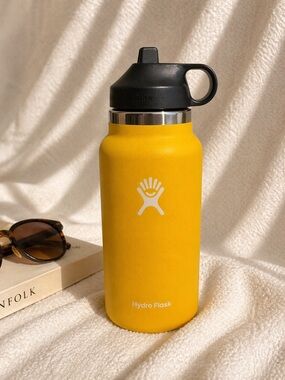 Hydro Flask 32oz Yellow Insulated Bottle Straw Lid Bright Summer Everyday